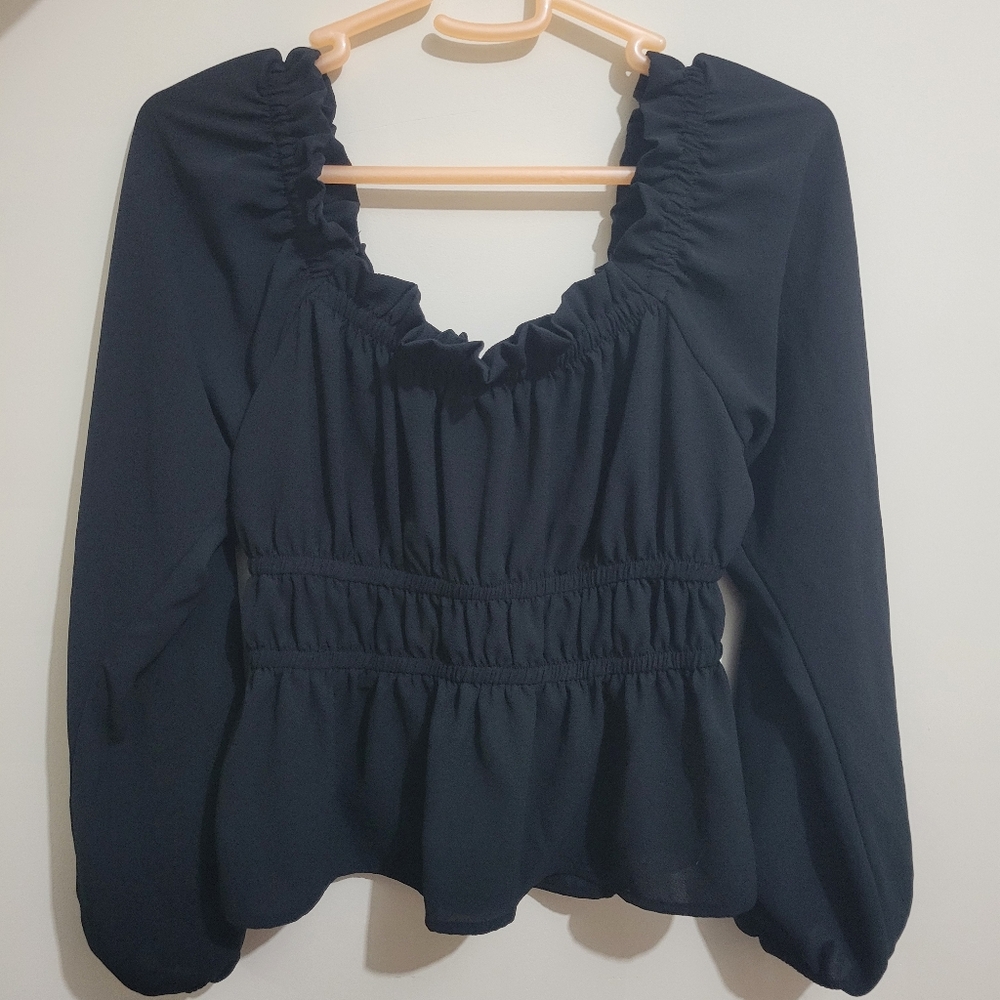 Black Ruched Blouse